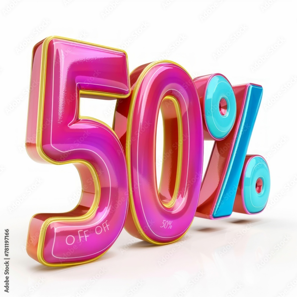 50 percent OFF Object on White Background. Generative AI 50 percent OFF Object on White Background. Generative AI