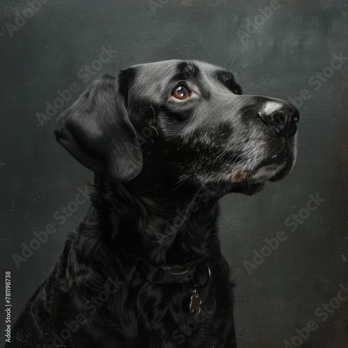 AI generated illustration of a dog in a dark foggy forest