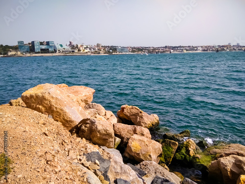 Coast of Portugal. View of the city of Cascais. The city has beautiful beaches and crystal clear water.