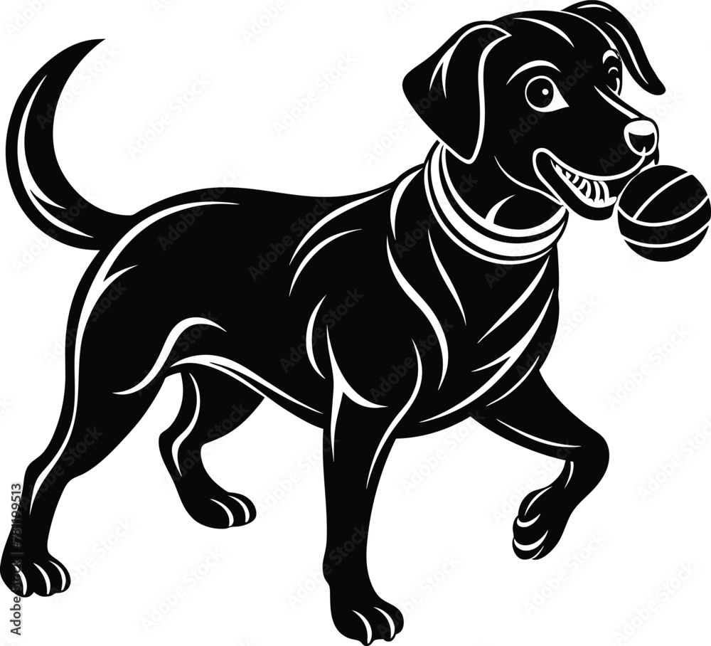Labrador retriever dog vector black and white