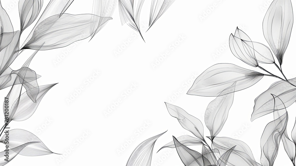 Fototapeta premium Line art background of flowers on a white background.