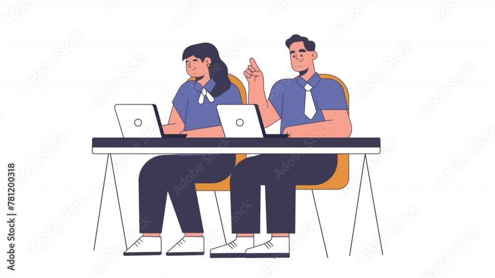 2D Character Working At Office Desk Animation HD On Alpha 2D Character Working At Office Desk Animation HD On Alpha