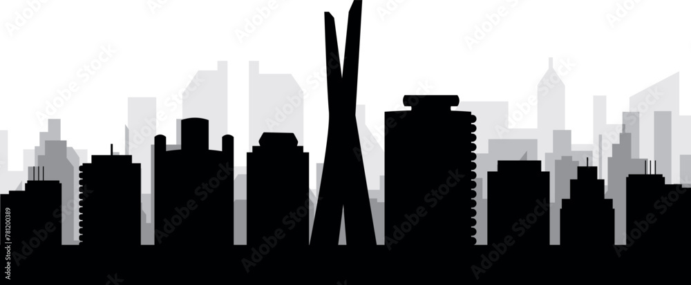 Black cityscape skyline panorama with gray misty city buildings background of SAO PAULO, BRAZIL