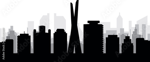 Black cityscape skyline panorama with gray misty city buildings background of SAO PAULO  BRAZIL