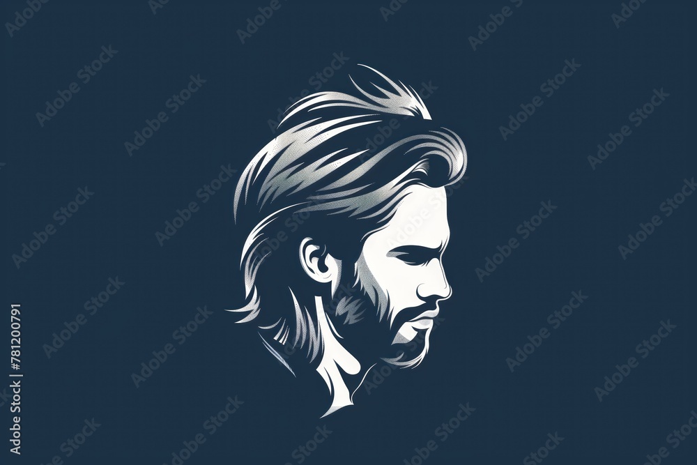 An illustration of a men with a stylish long hairstyle and fashion attire. Ideal for logo of hair restoration clinic. An illustration of a men with a stylish long hairstyle and fashion attire. Ideal for logo of hair restoration clinic.