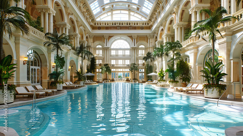 Historic Thermal Baths in Budapest  Architectural Grandeur with Luxurious Water Features  Cultural Immersion in Hungarian Spa  Tourist Attraction