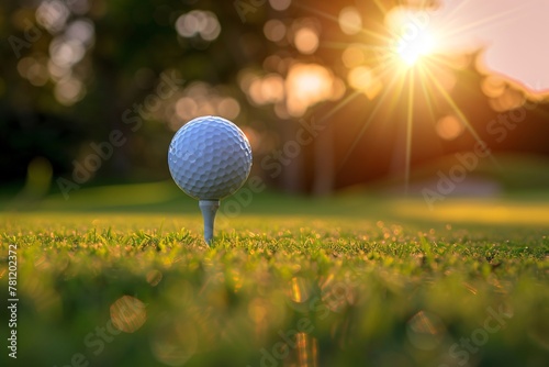 a golf ball on a tee in the grass
