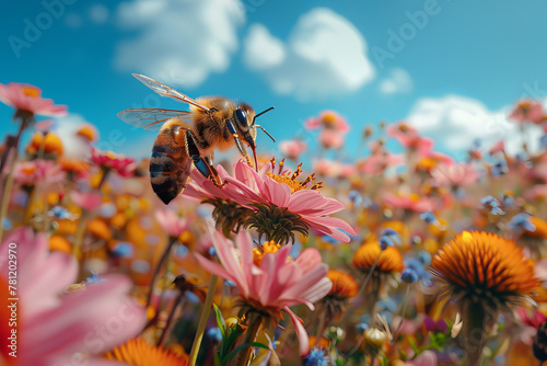 A photo of the moment a bee and a flower first touch, a cosmic collision that sparks the cycle of li
