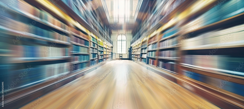 Abstract blurred public library interior space. blurry room with ...