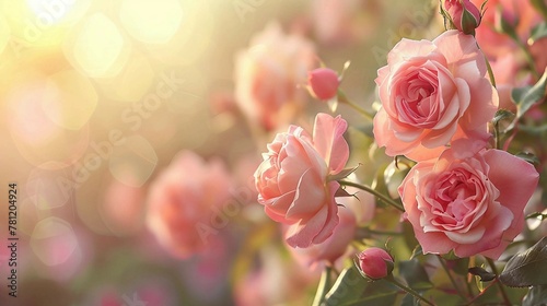 Nature background with rose flowers