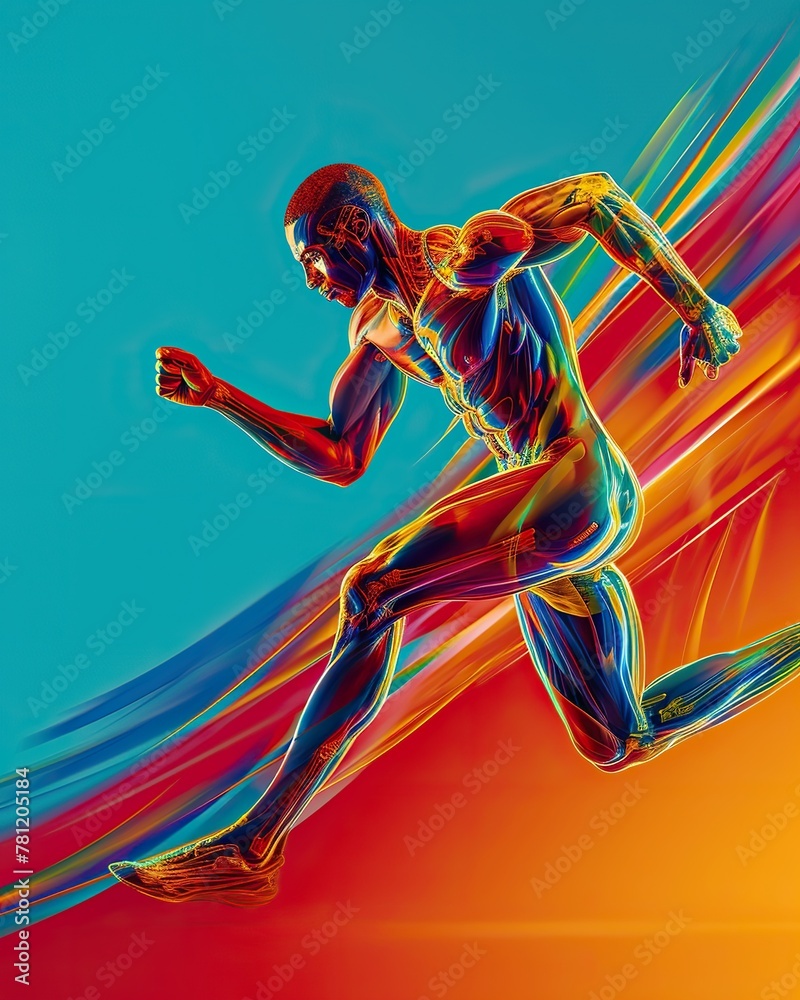 Runner in mid-stride, with muscles tensed and the determination evident in their face.