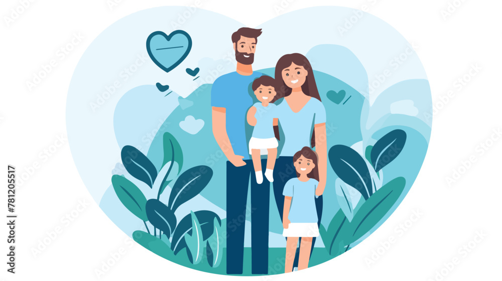 Icon illustration with the concept of family care c