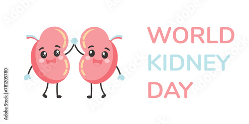 World Kidney Day healthy vector poster. Human kidney health awareness background