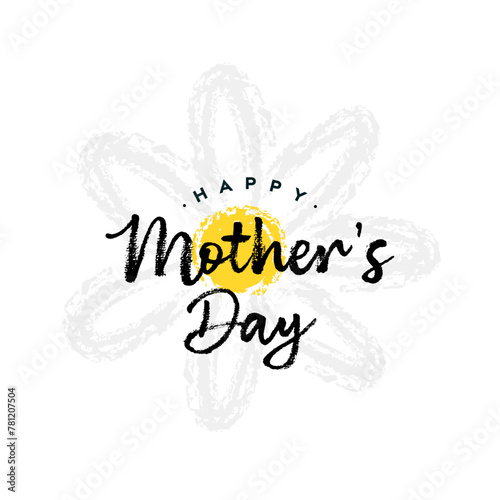 Happy Mother's Day handwritten lettering text on flower