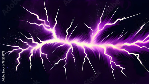 Purple Lightning Burst on Black Canvas  Thunderous Explosion Vibrant Scene  Dynamic Burst Purple Paint Surface  Striking Splatter Ebony Background Generative AI 