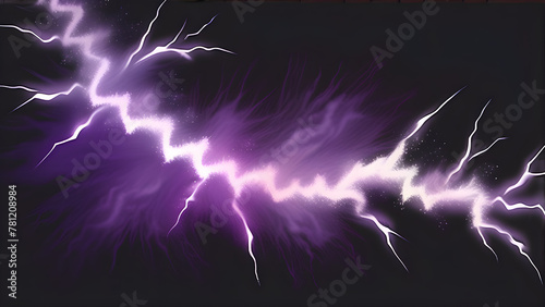 Purple Lightning Burst on Black Canvas, Thunderous Explosion Vibrant Scene, Dynamic Burst Purple Paint Surface, Striking Splatter Ebony Background(Generative AI)