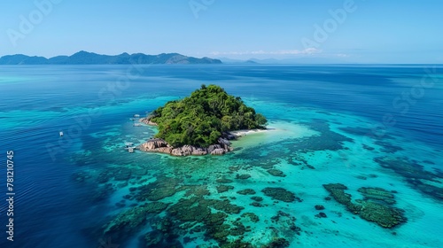 Drone photo capturing an isolated island 