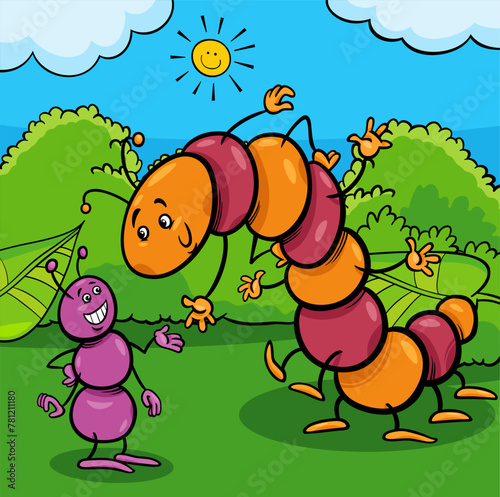  cartoon ant and caterpillar insects animal characters