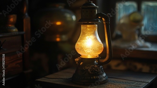 Small lamp on table