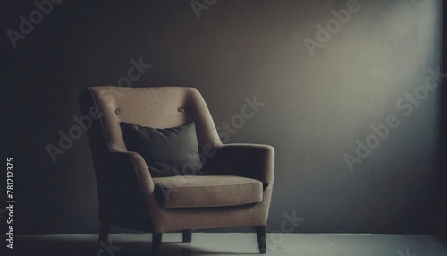 modern minimalist interior with an armchair on empty white wall background generative ai