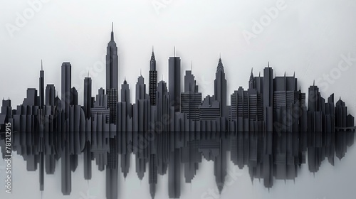 Monochromatic 3D paper skyline  offering a modern take on classic cityscapes