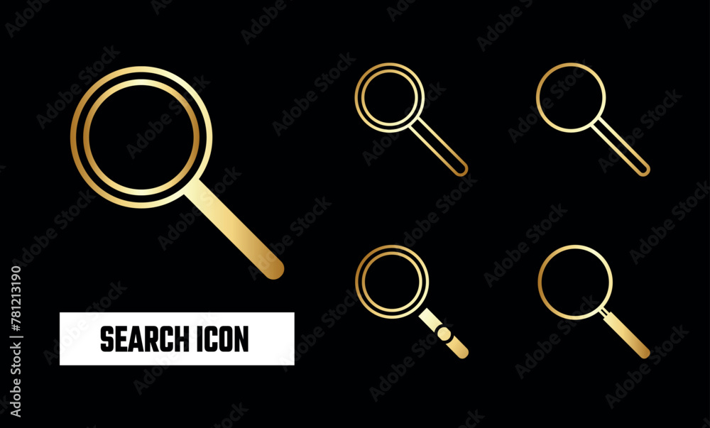 Golden Search Icon Vector Illustration Golden Search Icon Vector Illustration