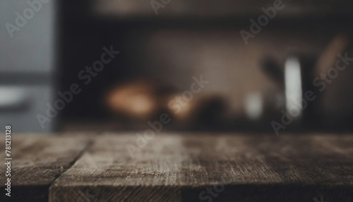 kitchen table background empty wooden desk or board with blur home kitchen room interior for display food product generative ai image illustration