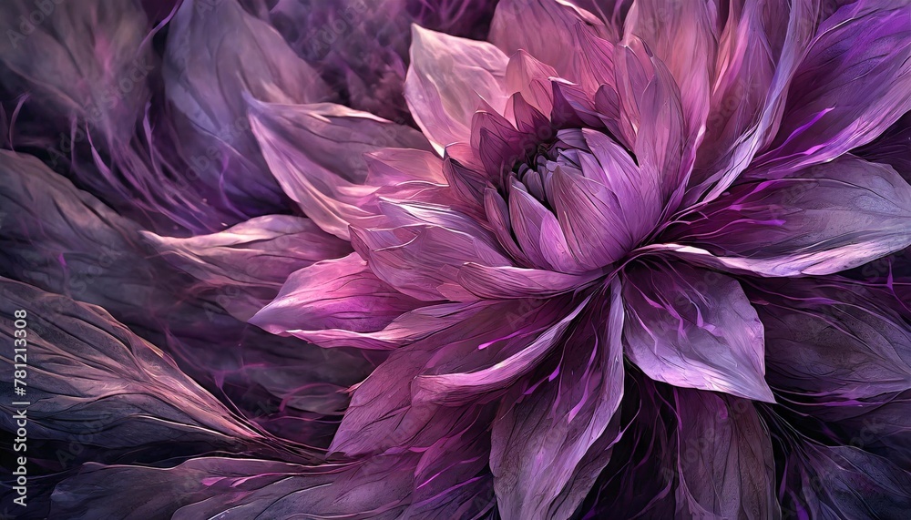 an abstract floral background with pink and purple swirls and graceful flower petal shapes generative ai