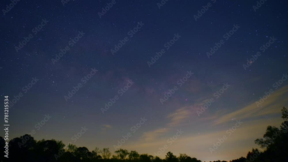 Milky Way against sky with thin clouds, time lapse Milky Way against sky with thin clouds, time lapse