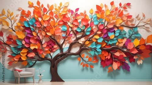 Seasonal Splendor: Vector Illustrations of Trees in Autumn and Spring