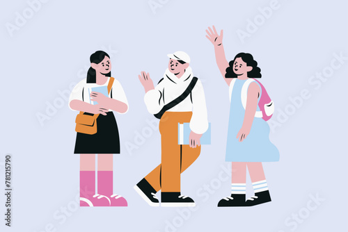 Multicultural Students Vector Illustration (ID: 781215790)