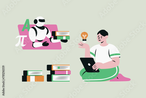 Education with Artificial Intelligence Vector Illustration (ID: 781216359)