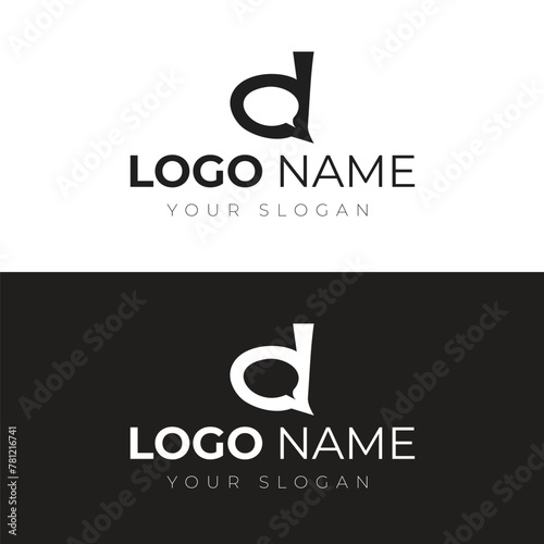 Minimal D Letter Chat Logo Template.  Modern Logo Design Concept