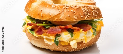 Bagel sandwich featuring eg...