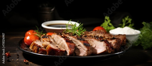 Plate of savory meat with s...