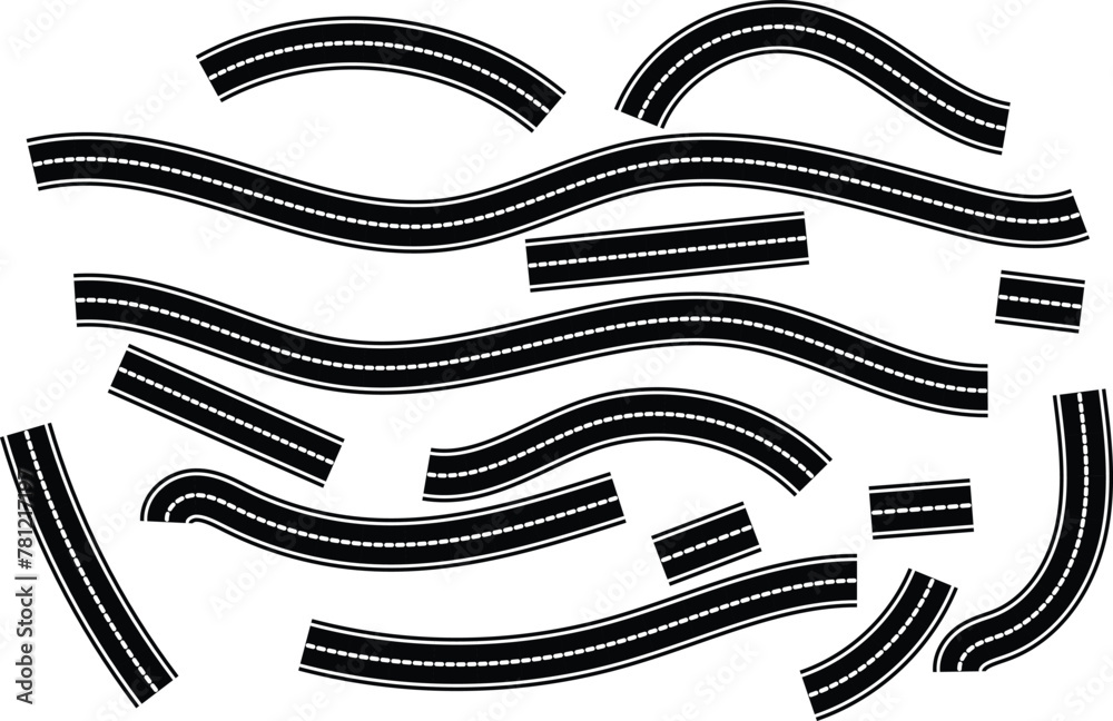 Winding highway road from top view. Flat vector illustration isolated ...