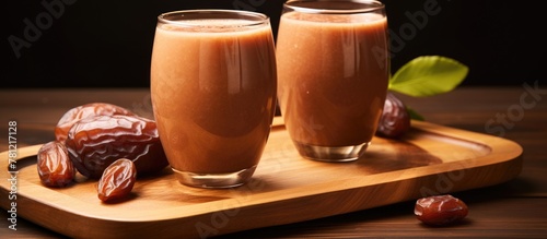 Glasses of date smoothie on...