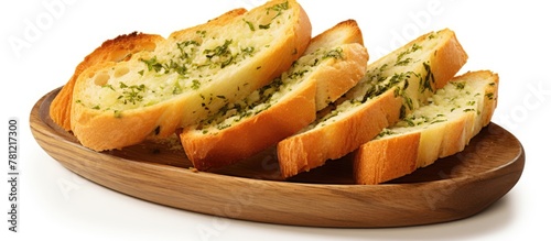 Sliced bread on plate close-up