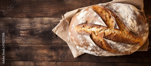 A loaf of bread on paper