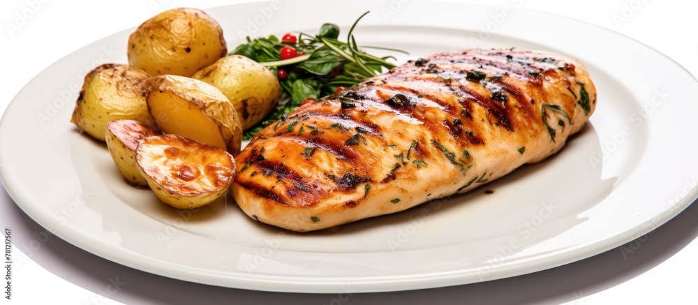 Grilled chicken and potatoes with greens Grilled chicken and potatoes with greens