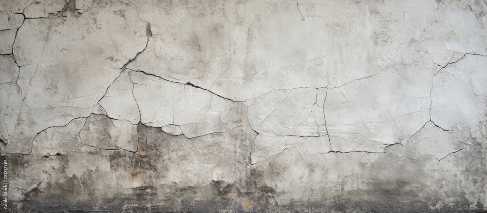 Obraz premium Concrete Wall Showing Multiple Cracks and Damage