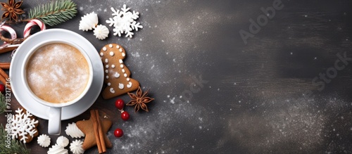 Coffee cup with cinnamon an...
