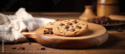 Chocolate chip cookies on w...