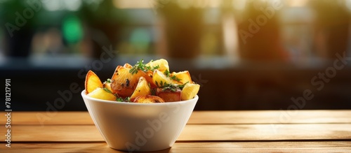 Delicious meal in bowl on w...