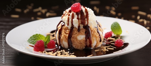 Dessert with ice cream, ber...