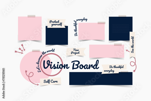 Vector photo collage template moodboard pictures grids vector illustration, vision board	