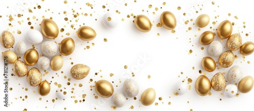 Golden white Easter eggs co...