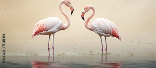 Flamingos standing in water...