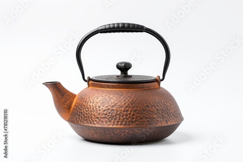 Traditional japanese teapot on white background with free copy space for elegant presentations