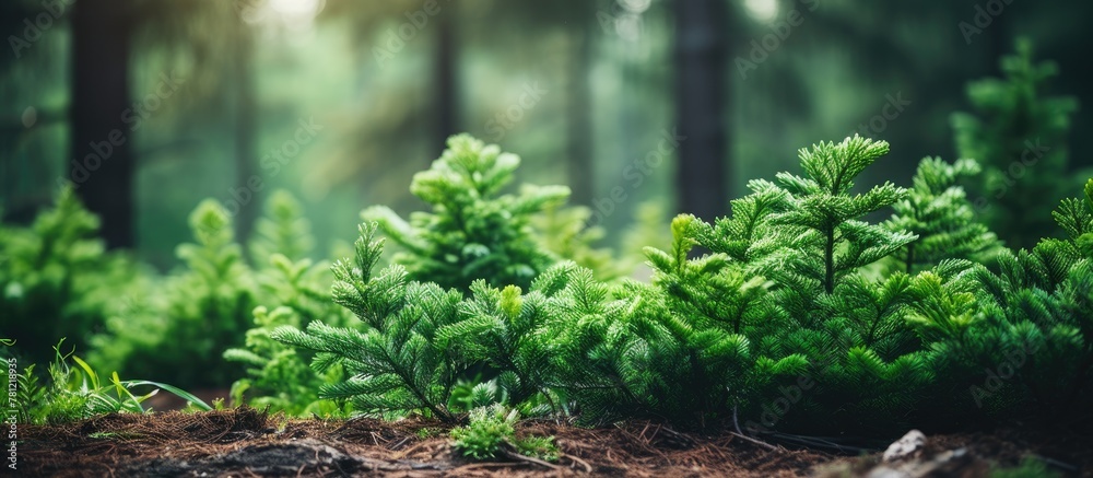 Obraz premium Small trees cluster in the forest
